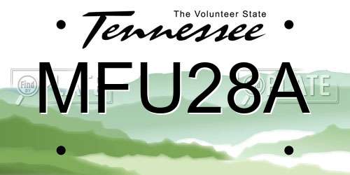 MFU28A Tennessee License Plate