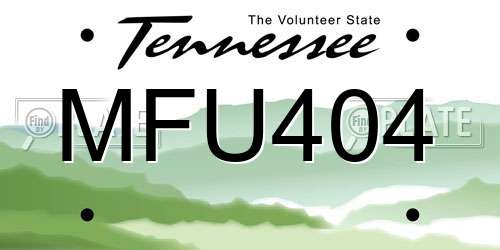MFU404 Tennessee License Plate