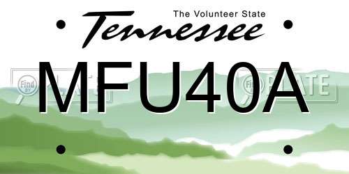 MFU40A Tennessee License Plate