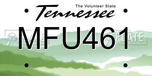 MFU461 Tennessee License Plate