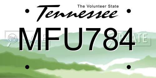 MFU784 Tennessee License Plate