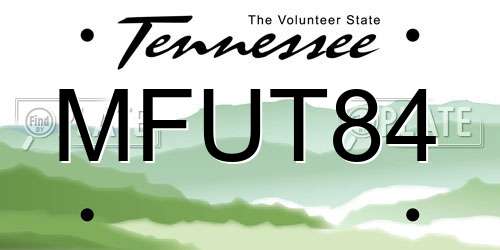 MFUT84 Tennessee License Plate