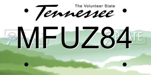 MFUZ84 Tennessee License Plate