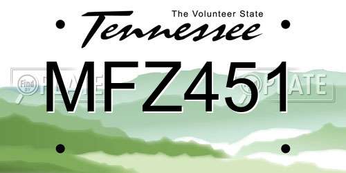MFZ451 Tennessee License Plate