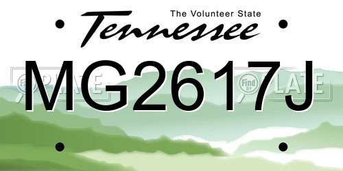 MG2617J Tennessee License Plate