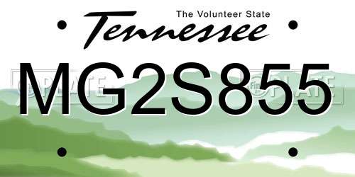 MG2S855 Tennessee License Plate