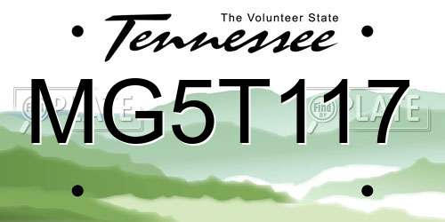 MG5T117 Tennessee License Plate