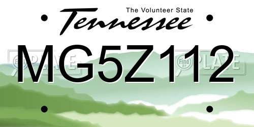 MG5Z112 Tennessee License Plate