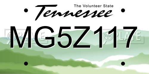 MG5Z117 Tennessee License Plate