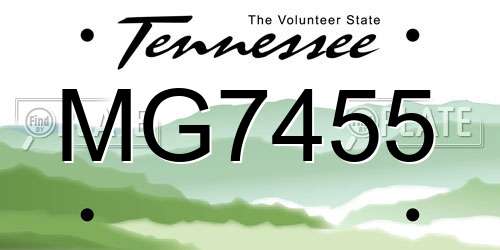MG7455 Tennessee License Plate