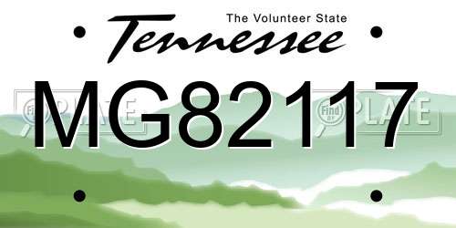 MG82117 Tennessee License Plate