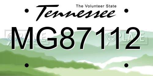 MG87112 Tennessee License Plate