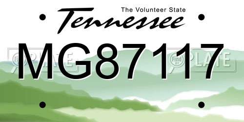 MG87117 Tennessee License Plate