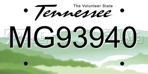 MG93940 Tennessee License Plate
