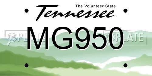 MG950 Tennessee License Plate