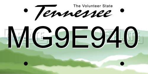 MG9E940 Tennessee License Plate