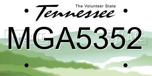 MGA5352 Tennessee License Plate