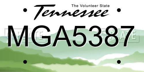 MGA5387 Tennessee License Plate