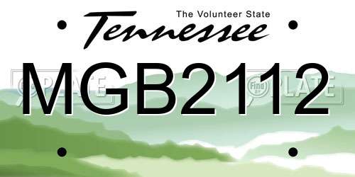 MGB2112 Tennessee License Plate
