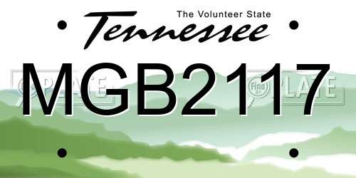 MGB2117 Tennessee License Plate