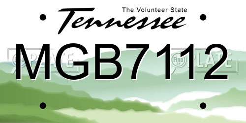 MGB7112 Tennessee License Plate