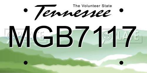 MGB7117 Tennessee License Plate