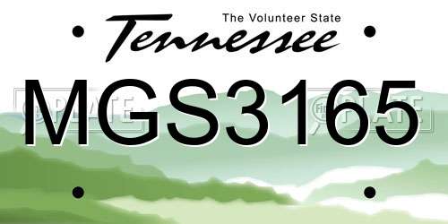 MGS3165 Tennessee License Plate