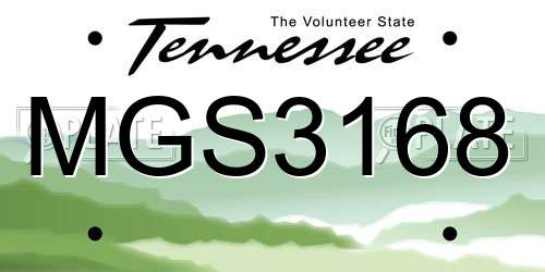MGS3168 Tennessee License Plate