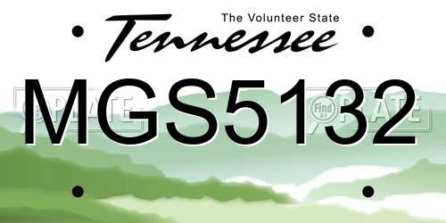 MGS5132 Tennessee License Plate