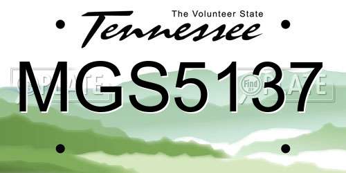 MGS5137 Tennessee License Plate