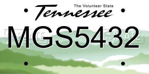 MGS5432 Tennessee License Plate