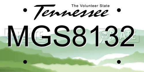 MGS8132 Tennessee License Plate