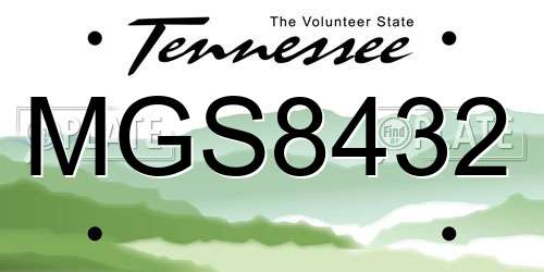 MGS8432 Tennessee License Plate
