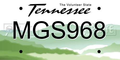 MGS968 Tennessee License Plate