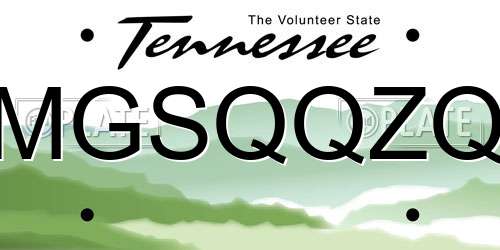 MGSQQZQ Tennessee License Plate