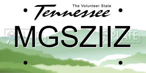 MGSZIIZ Tennessee License Plate