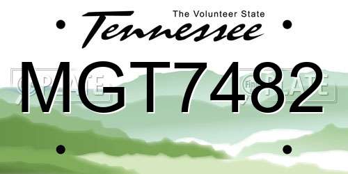 MGT7482 Tennessee License Plate