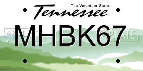 MHBK67 Tennessee License Plate