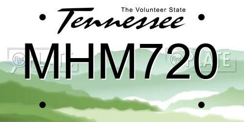 MHM720 Tennessee License Plate