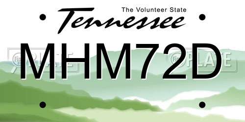 MHM72D Tennessee License Plate