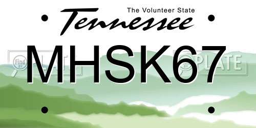 MHSK67 Tennessee License Plate