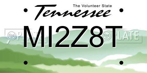 MI2Z8T Tennessee License Plate