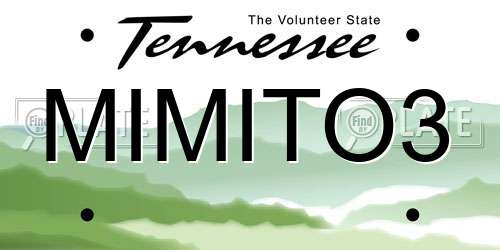 MIMITO3 Tennessee License Plate