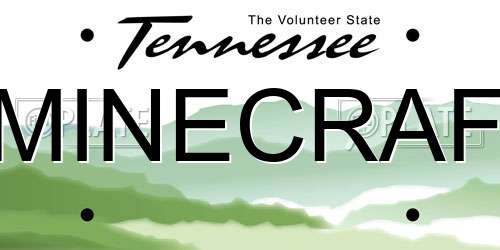 MINECRAF Tennessee License Plate