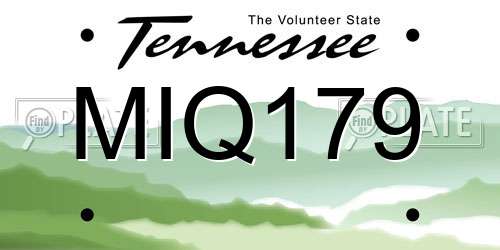 MIQ179 Tennessee License Plate
