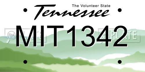 MIT1342 Tennessee License Plate