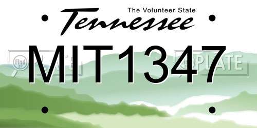 MIT1347 Tennessee License Plate