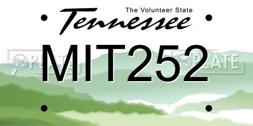 MIT252 Tennessee License Plate