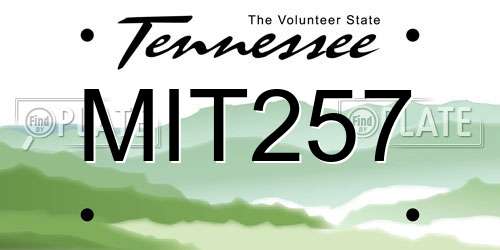 MIT257 Tennessee License Plate