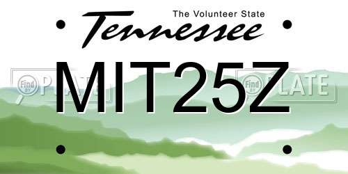 MIT25Z Tennessee License Plate